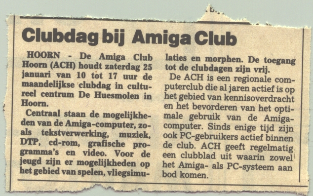 Aankondiging Amiga Club Hoorn clubdag 1997